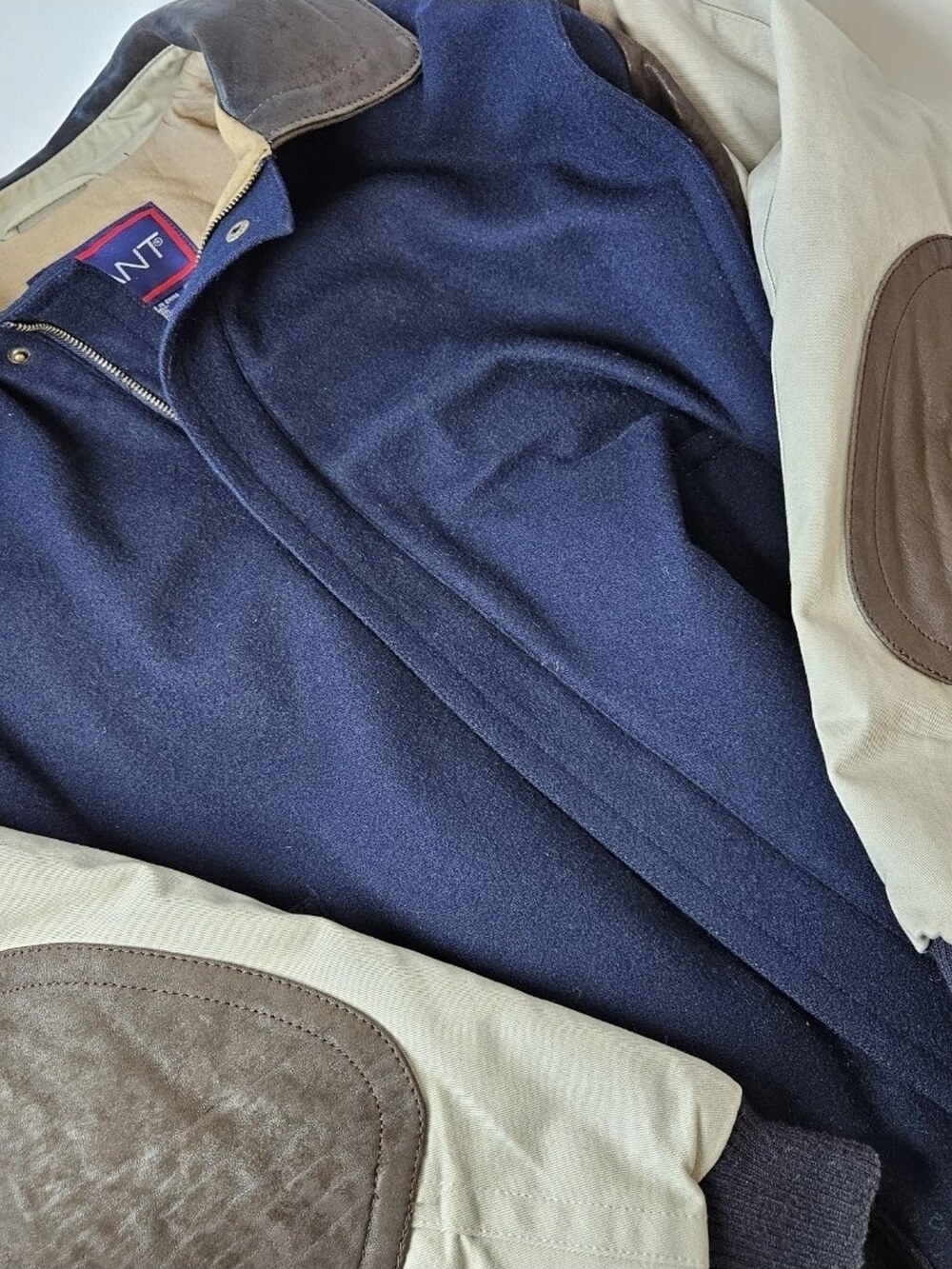 Vintage 90s Gant Fraser Flyer Bomber Jacket Navy Wool Men's Size XL